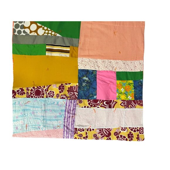 Vintage Handmade Patchwork Quilt Small Lap Blanket Cottagecore Decor Used - Picture 5 of 9